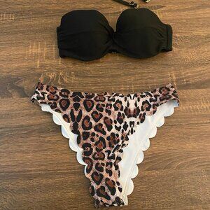 H&M Push-Up Bikini Top with Animal Print Brazilian Bottom